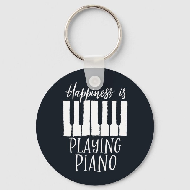 Llavero La felicidad pianista inspiradora juega al piano (Anverso)