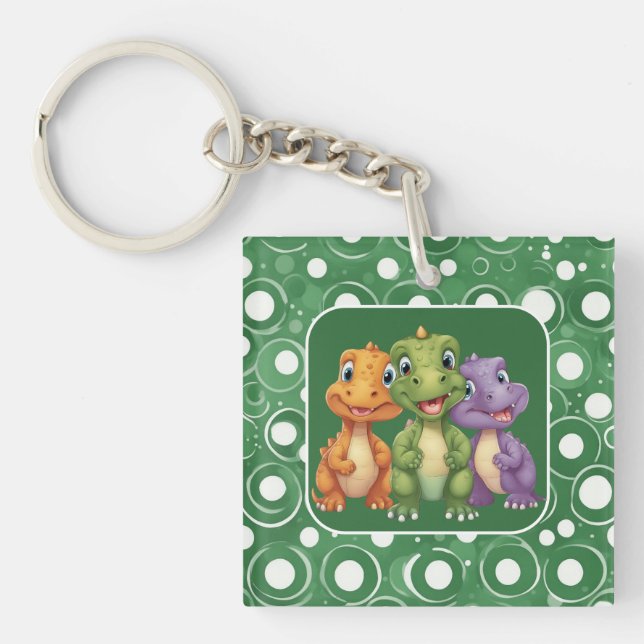 Llavero La fiesta del adorable bebé dinosaurio (Frente)