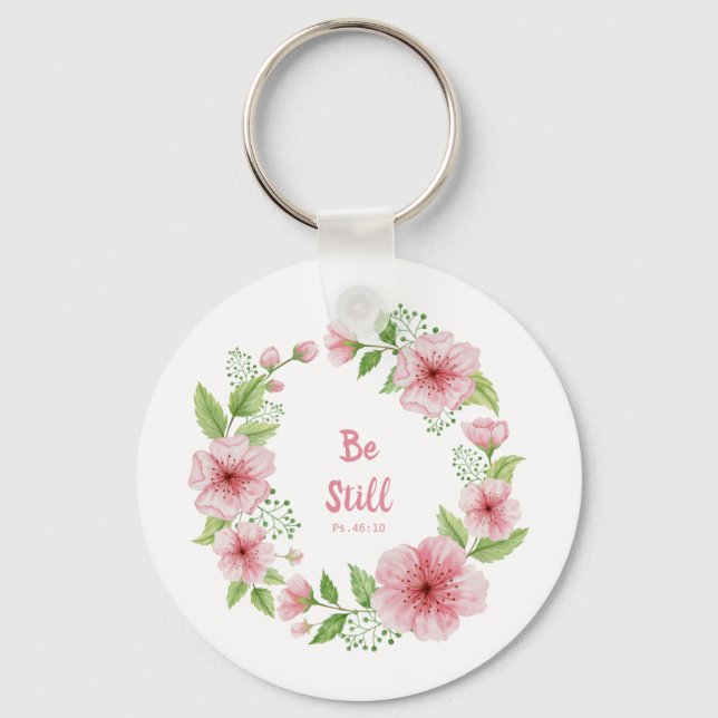 Llavero La flor de cerezo Wreath "Be Still" (Anverso)