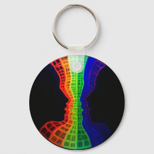 Llavero La fuente del amor arco iris colorido y fluorescen