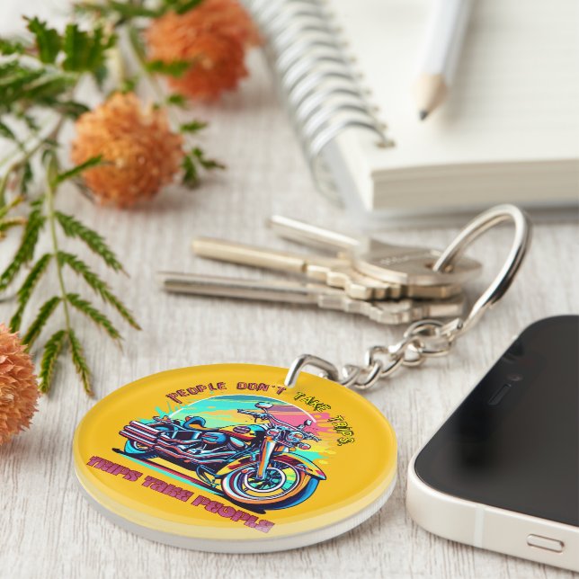 Llavero La gente no hace viajes: bicicleta de estilo retro (Frente Derecha)