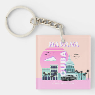 Llavero La Habana Cuba: arte de viajes rosado