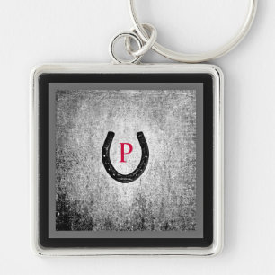 Llavero La herradura en monogramo negro y gris