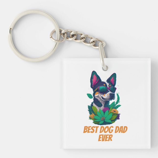 Llavero La idea de regalo del mejor padre del perro, Pawso (Frente)