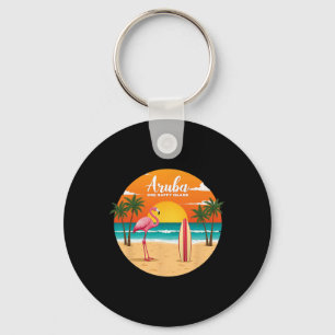 Llavero La isla feliz de Aru Flamingo Surfing Tropical B
