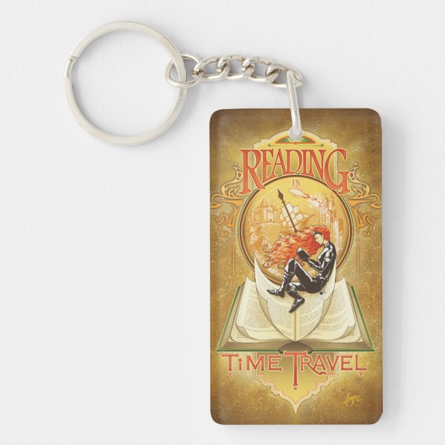 Llavero La lectura es un viaje en el tiempo (Frente)
