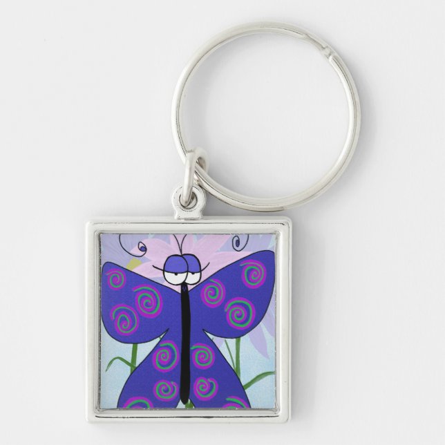 Llavero La Mariposa Cuta Con Una Pintura De Actitud (Frente)