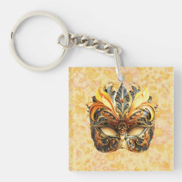 Llavero La máscara de piel amarilla sobre el patrón floral