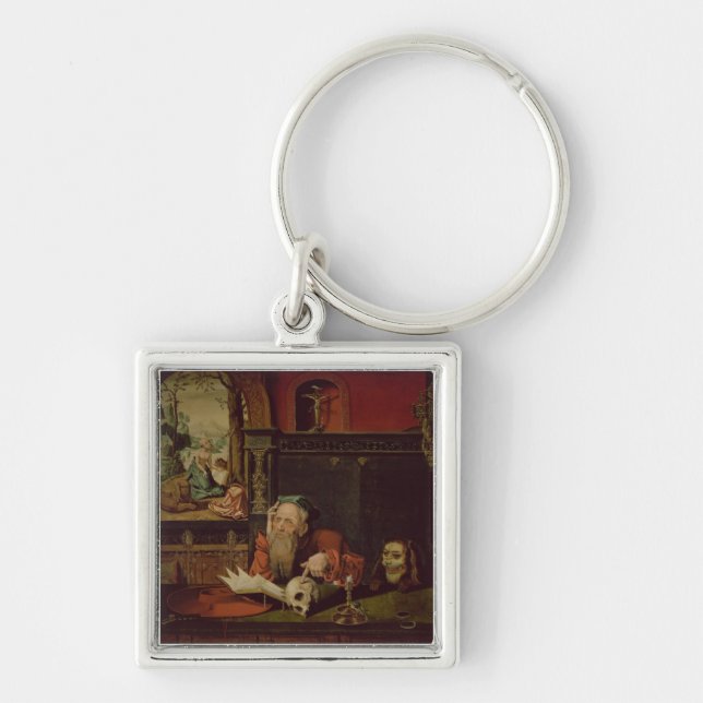 Llavero La meditación de St Jerome (aceite en el panel) (Frente)