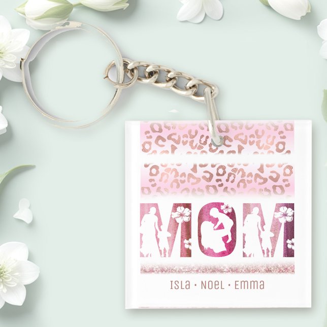 Llavero La mejor madre jamás niños nombra morado (Best Mom Ever Kids Children Names Purple Keychain)