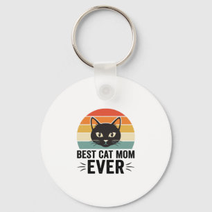 Llavero La Mejor Mamá de Gatos Retro Cara de Gato Diseño V