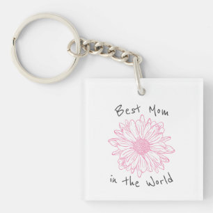 Llavero La mejor mamá del mundo floral rosa