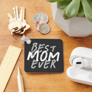 Llavero La Mejor Mamá del Mundo Moderno Grunge Blanco y Gr
