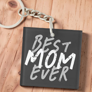 Llavero La Mejor Mamá del Mundo Moderno Grunge Blanco y Gr