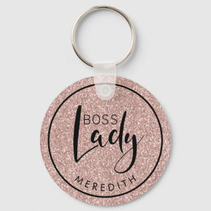 Llavero La moda Boss Lady Rubor Purpurina Rosa Personaliza