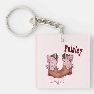 Llavero La moderna chica vaca cute boots rosa
