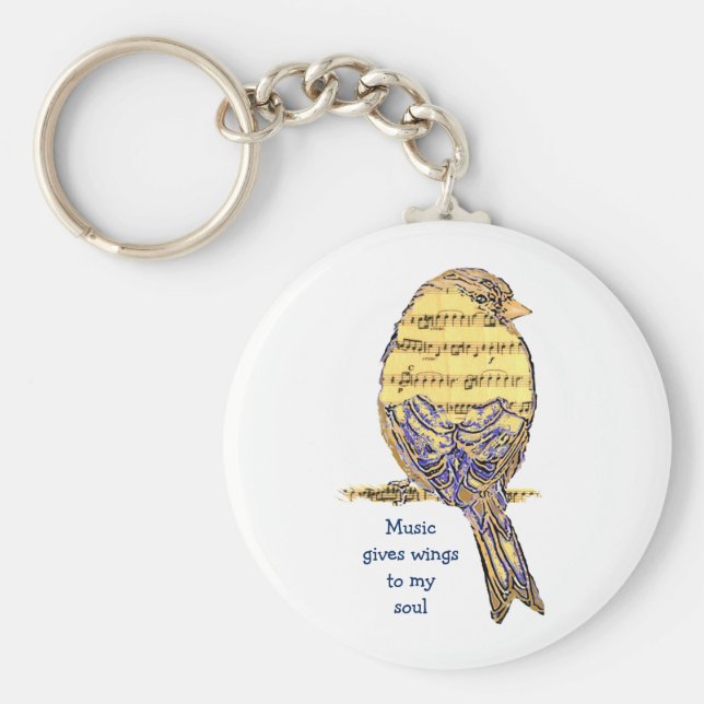 Llavero La música me da alas de alma Música Nota Ave (Frente)