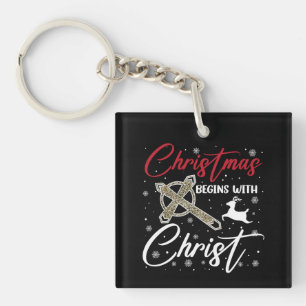 Llavero La Navidad comienza con Cristo Xmas Cristiano