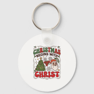 Llavero La Navidad comienza Cristo Santa Claus Árbol Copo