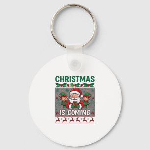 Llavero La Navidad Está Llegando Santa Claus Elfos Reno