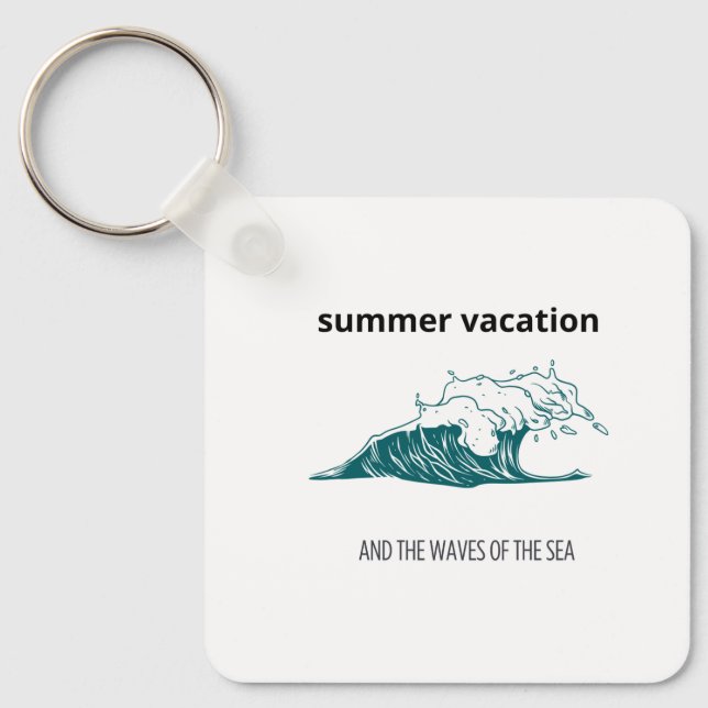 Llavero "La oleada de olas en un estilo marino dibujado a  (Anverso)