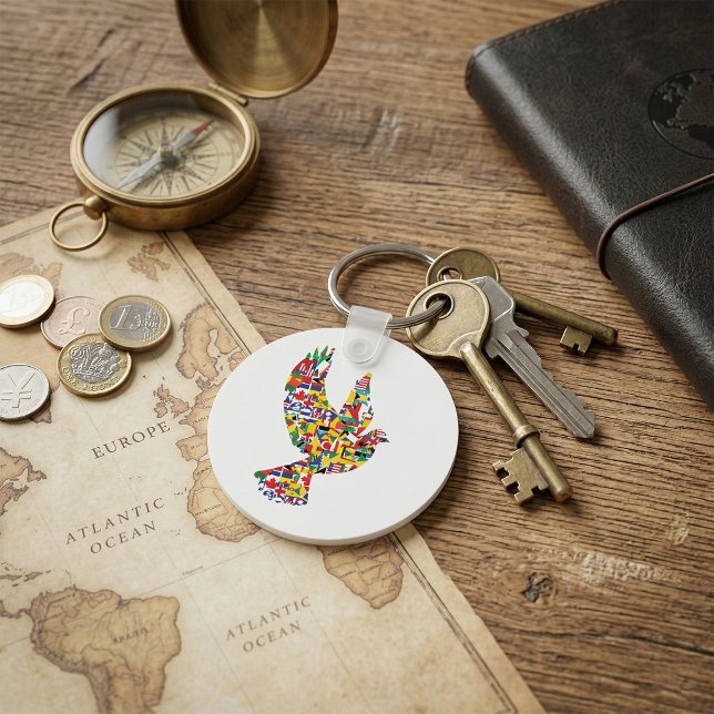 Llavero La paloma de la paz mundial hecha con banderas int (Subido por el creador)