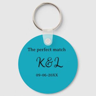 Llavero la pareja perfecta nombre letra fecha azul sim