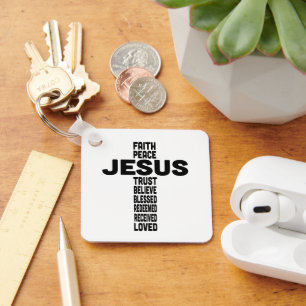 Llavero La paz de la fe de Jesús cree el tipo de negro cri