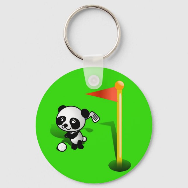Llavero La personalizado Baby Panda lleva el golf en Green (Anverso)