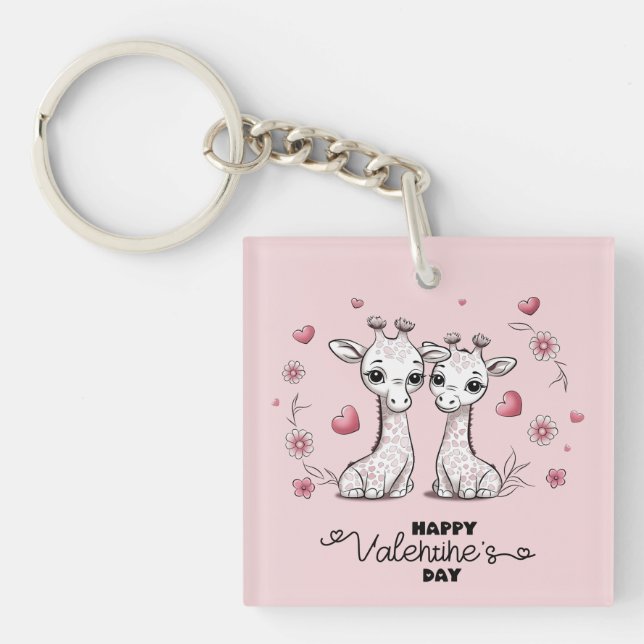 Llavero La Personalizado educada Giraffe ama el corazón de (Frente)