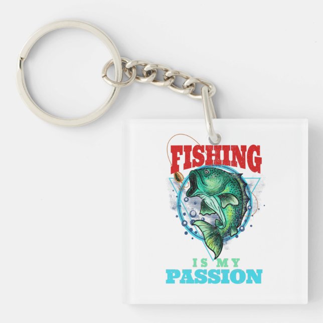 Llavero La pesca es mi pasión, idea de regalo de pesca de  (Frente)