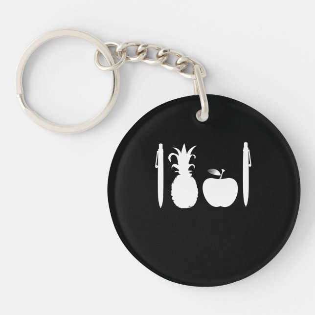 Llavero La piña Apple de la pluma encierra la manía (Frente)