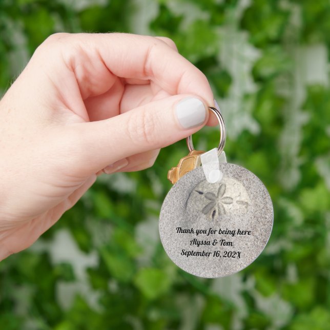 Llavero La playa del dólar de arena favorita personalizada (Mano)