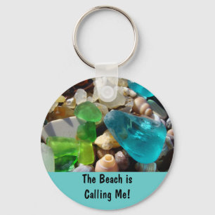 Llavero ¡La playa me llama! cadenas clave Sea Glass Agates