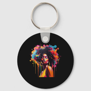 Llavero La reina afro melanina goteando en el decimoctavo