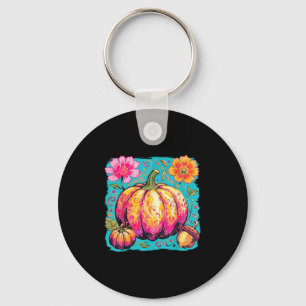 Llavero La temporada de calabaza de boho floral de acción