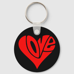 Llavero La tipografía del amor en forma de corazón