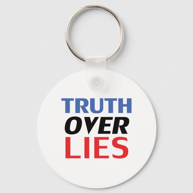 Llavero "La verdad sobre las mentiras" Blanco Rojo Azul Ne (Anverso)