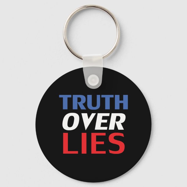 Llavero "La verdad sobre las mentiras" Blanco Rojo Azul Ne (Anverso)