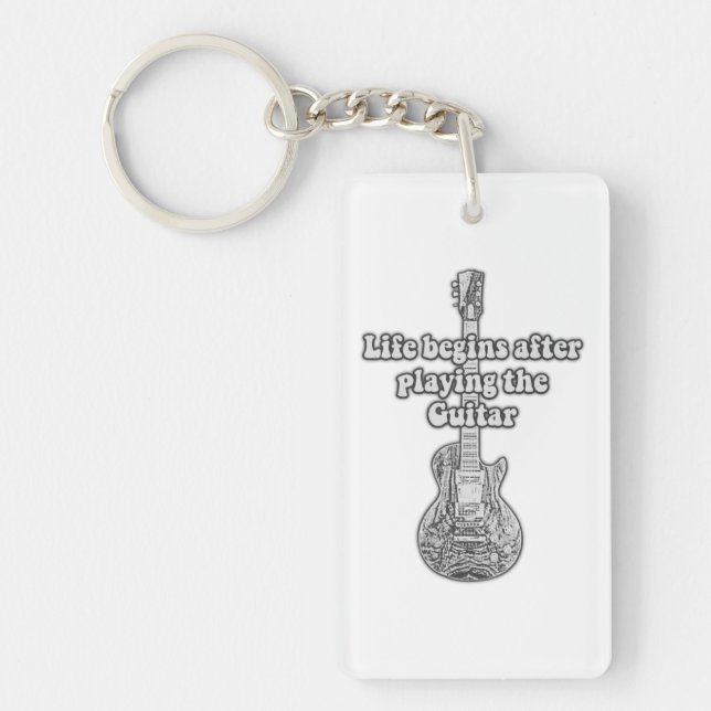 Llavero La vida comienza después de tocar la guitarra. neg (Frente)