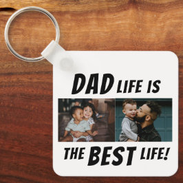 Llavero La vida de papá es el mejor padre de dos fotos de