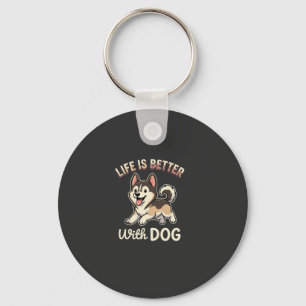 Llavero La vida es mejor con caricaturas de perros