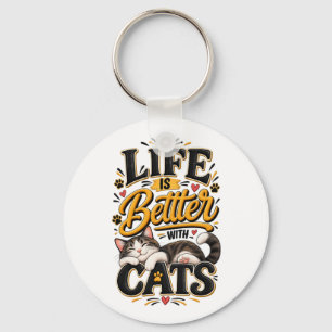 Llavero La vida es mejor con gatos