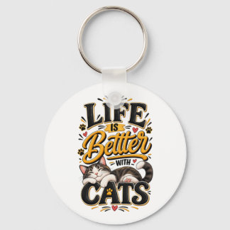 Llavero La vida es mejor con gatos