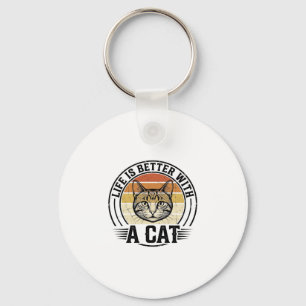 Llavero La vida es mejor con un gato Diseño de camiseta vi