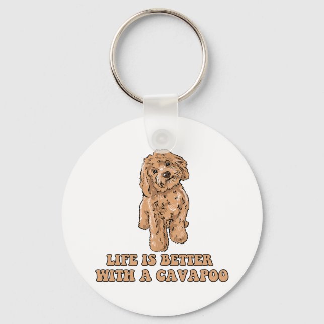 Llavero La Vida Es Mejor Con Una Cavapoo - Perro Funny Lov (Anverso)