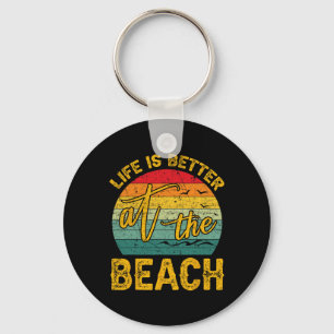 Llavero La vida es mejor en la playa Retro palmeras verano