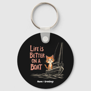 Llavero La vida es mejor en un barco Diseño de vela de cat