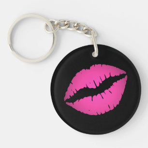 Llavero Labial Ombre Rosa Brillante Besito Negro