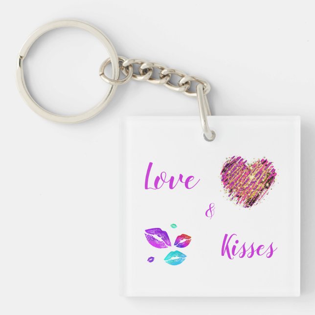 Llavero Labios coloridos con amor y besos (Frente)